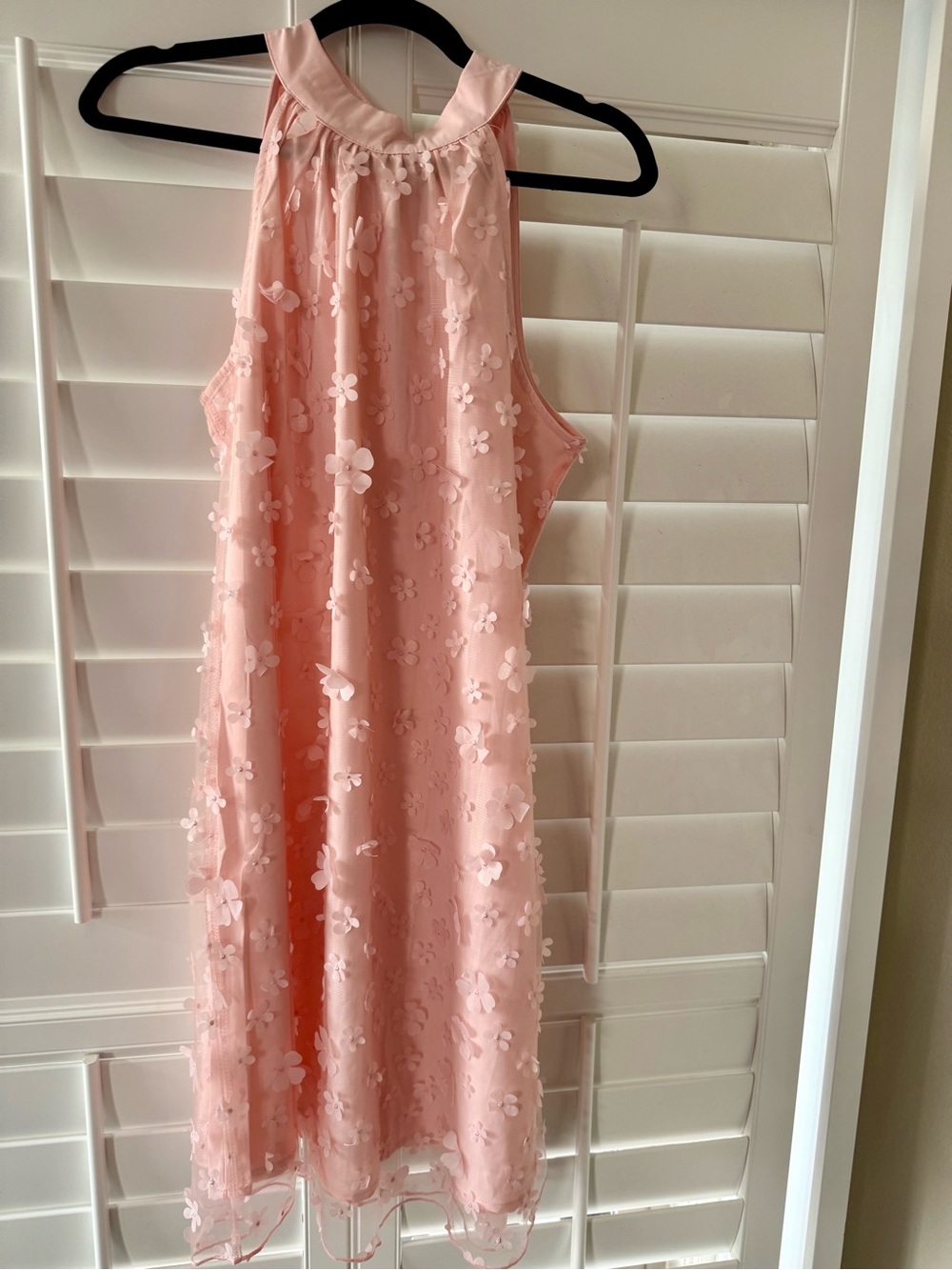 Sleeveless Pink Floral Halter A-Line Dress